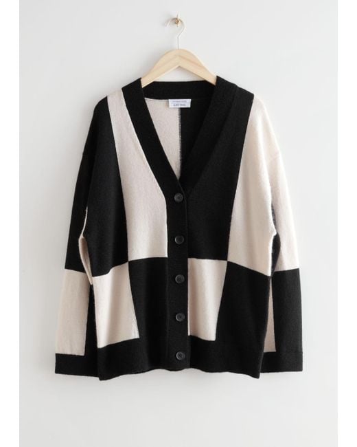 & Other Stories Oversized Colour Block Cardigan in Black | Lyst