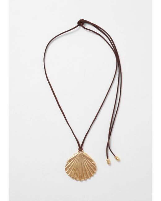 & Other Stories Metallic Seashell-Pendant Cord Necklace