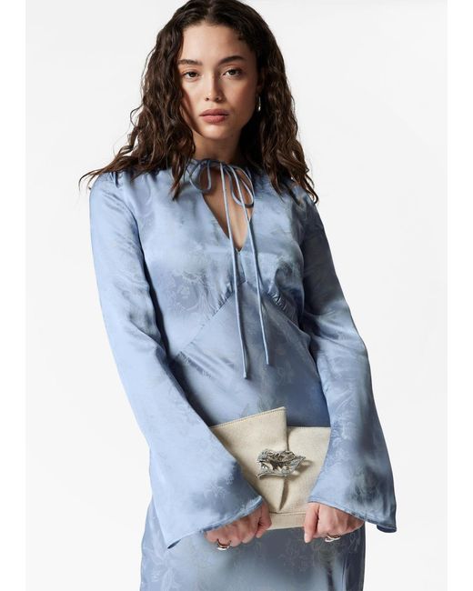 & Other Stories Blue Jacquard Maxi Dress