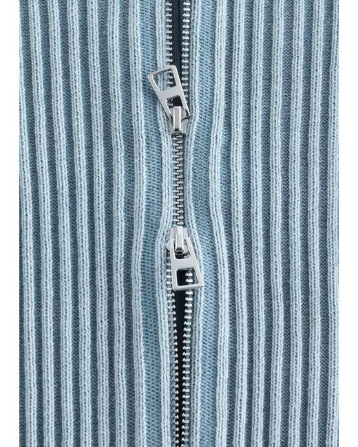 & Other Stories Blue Zip-Up Turtleneck Cardigan
