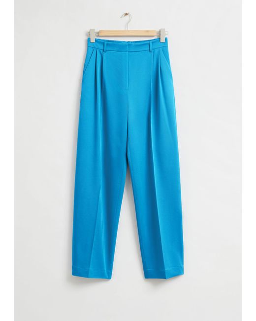 & Other Stories Blue Tailored Relaxed Fit Trousers