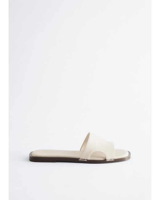 & Other Stories White Metal-Detail Leather Slides