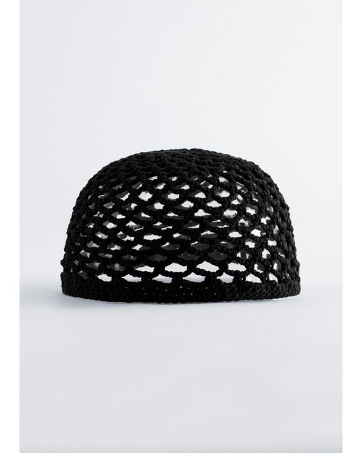 & Other Stories Black Openwork Crochet Skullcap