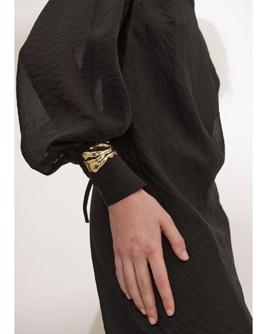 & Other Stories Black Tie-cuff Midi Dress