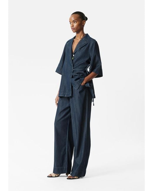 & Other Stories Blue Denim Wrap Shirt