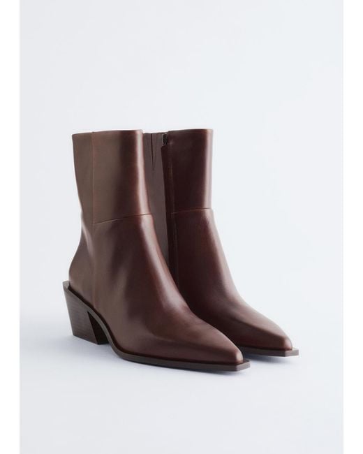 & Other Stories Black Sleek Leather Cowboy Boots