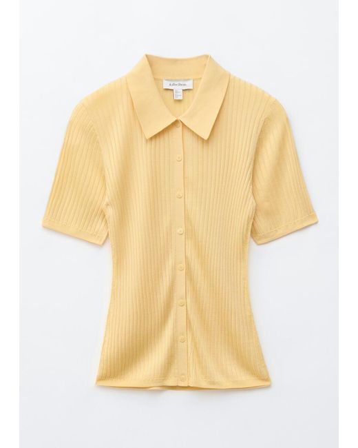 & Other Stories Yellow Rib-Knit Top