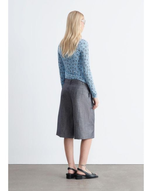 & Other Stories Gray Tailored Bermuda Shorts