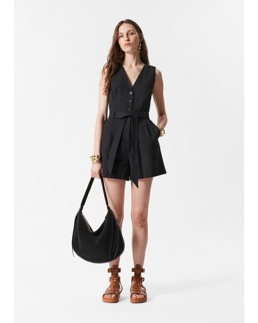 & Other Stories Black Tailored Playsuit