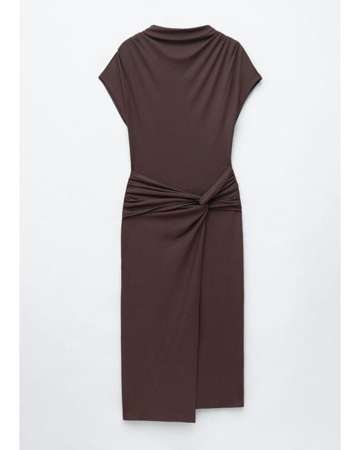 & Other Stories Brown Draped Wrap Waist Dress