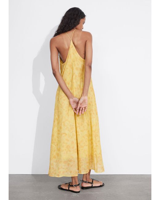 & Other Stories Yellow Sleeveless Halterneck Midi Dress