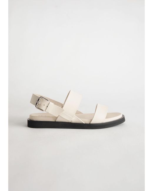 & Other Stories Diagonal Slingback Leather Sandals in White - Lyst