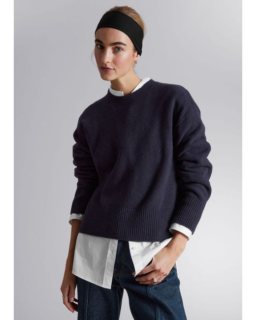 & Other Stories Blue Relaxed Knit Jumper