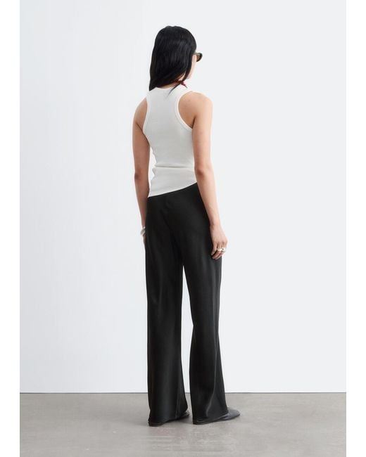 & Other Stories Black Satin Pull-On Trousers