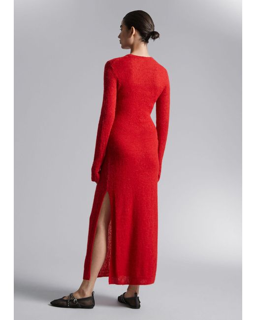 & Other Stories Red Knitted Maxi Dress