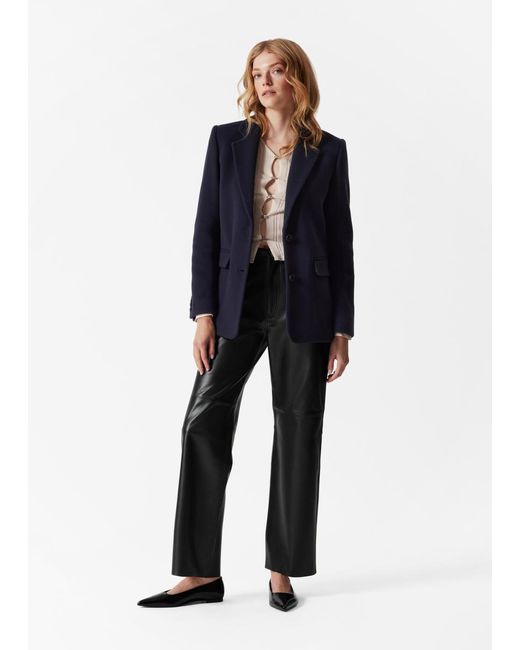 & Other Stories Blue Oversized Wool Blazer