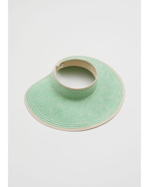 & Other Stories Green Woven Straw Visor