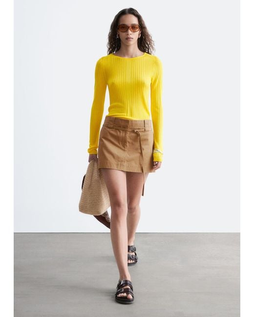 & Other Stories Yellow Ribbed Top