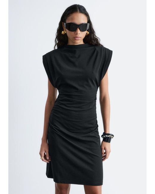 & Other Stories White Draped Jersey Mini Dress