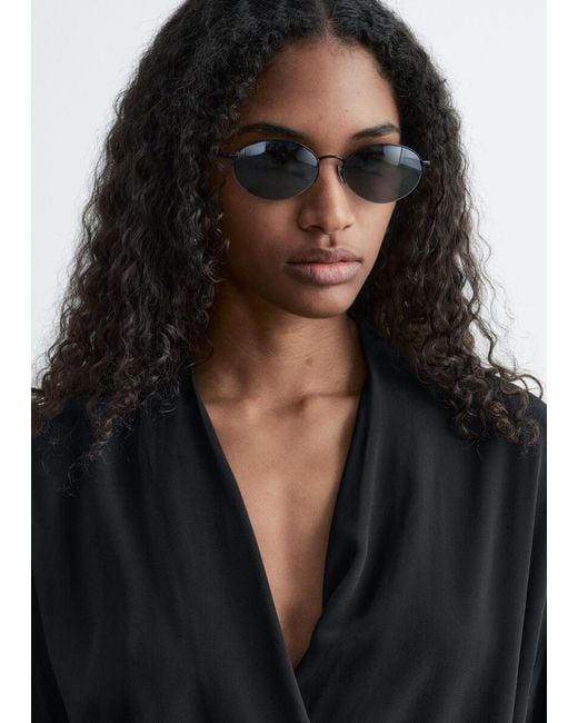 & Other Stories Brown Round Wire-Frame Sunglasses