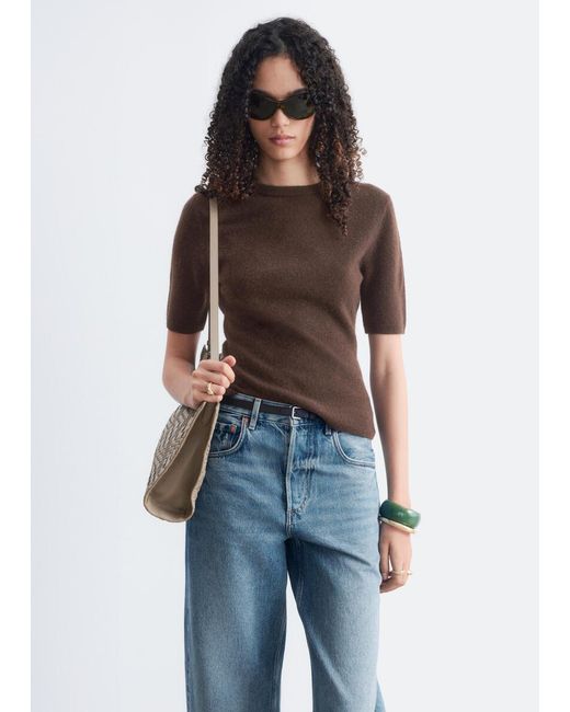 & Other Stories Blue Short-Sleeve Cashmere Top