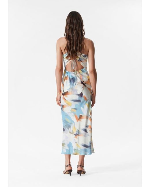 & Other Stories White Satin Slip Midi Dress