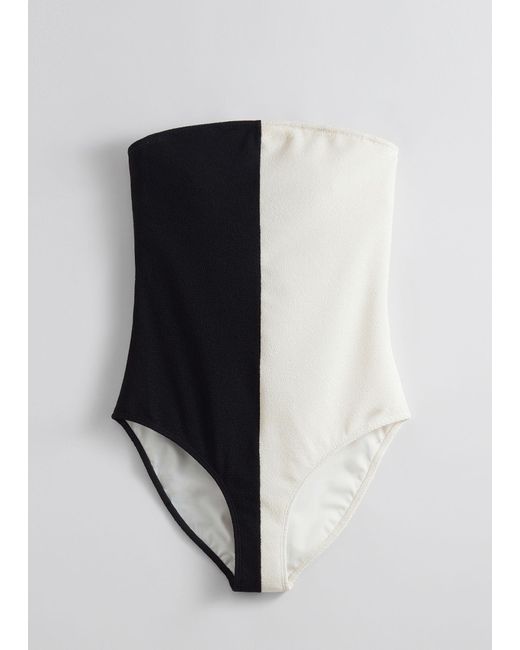 & Other Stories Black Two-tone Bandeau Swimsuit