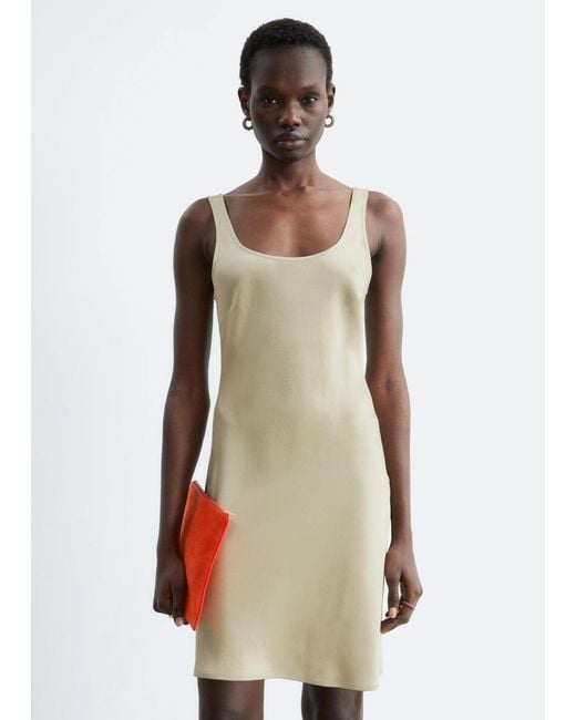 & Other Stories White Satin Slip Mini Dress