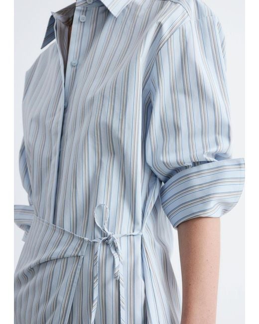 & Other Stories Blue Wrap Shirt Mini Dress
