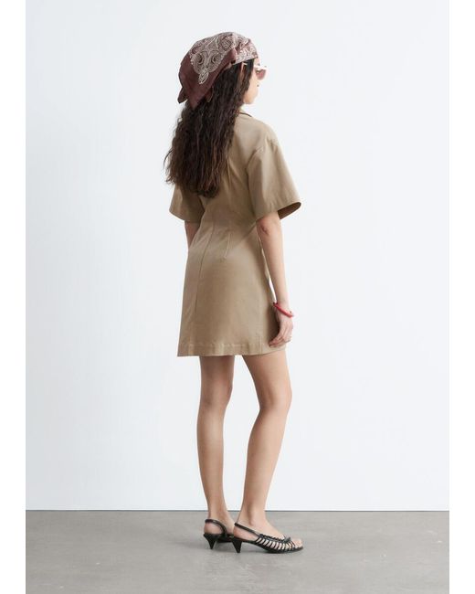 & Other Stories Natural Wrap-Front Mini Dress