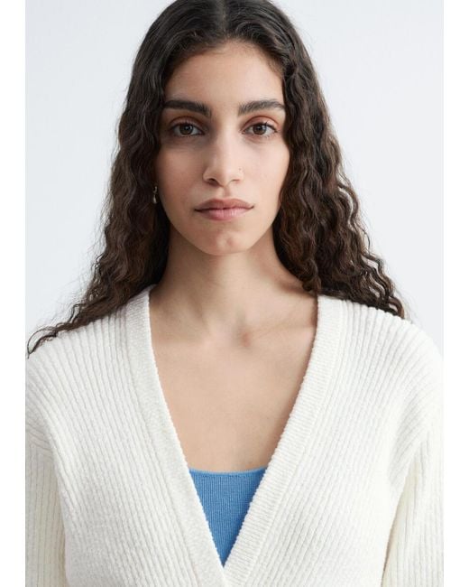 & Other Stories White Ribbed Cardigan