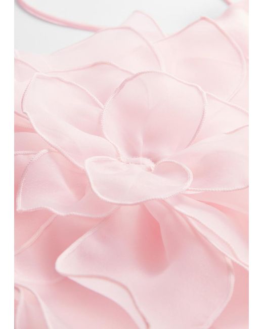 & Other Stories Pink Floral-Appliqué Maxi Dress