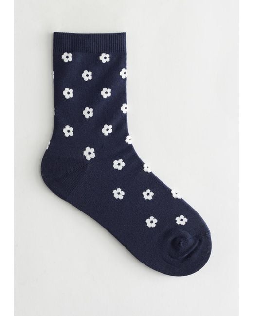 & Other Stories Blue Floral Socks