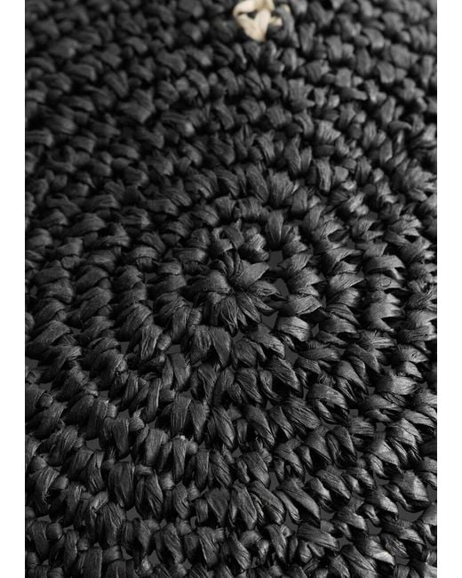 & Other Stories Black Woven Straw Bucket Hat