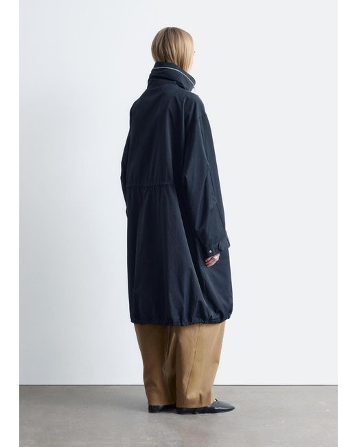 & Other Stories Blue Drawstring Parka Coat