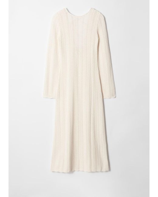 & Other Stories White Pointelle-Knit Midi Dress