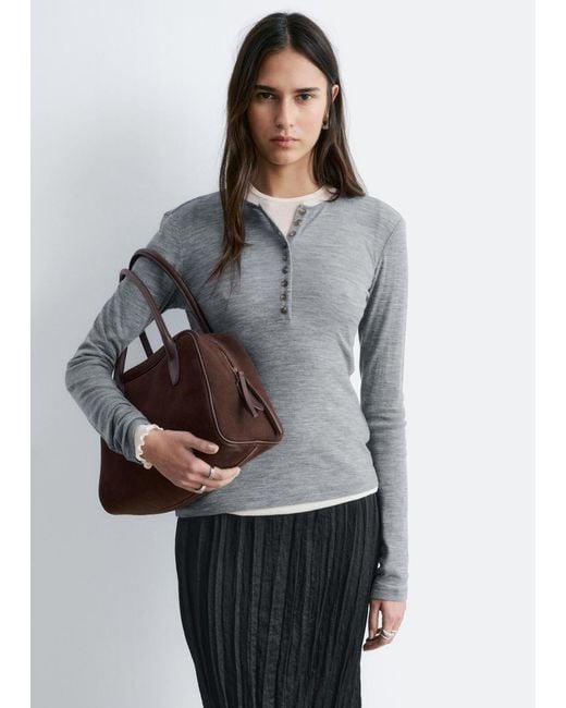 & Other Stories White Half-Placket Wool Top