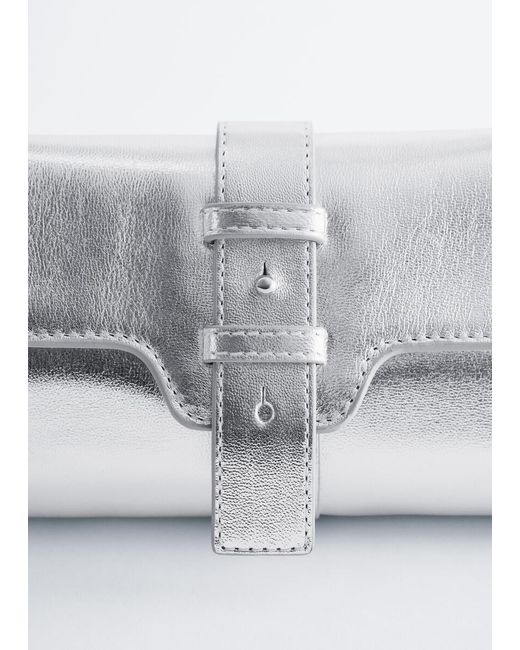 & Other Stories Blue Mini Leather Shoulder Bag