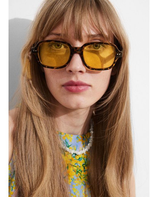 & Other Stories Natural Rectangular Frame Sunglasses