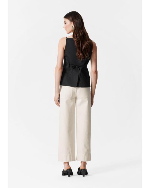 & Other Stories Black Tailored Vest Top