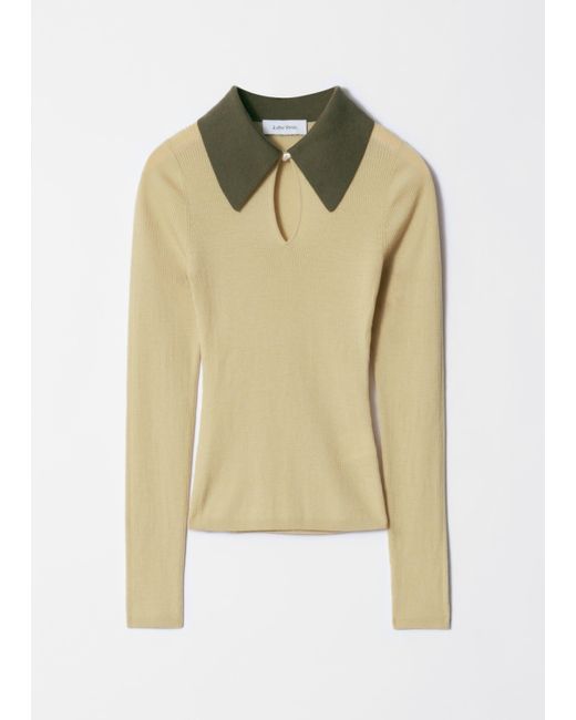 & Other Stories Metallic Keyhole Collar Top