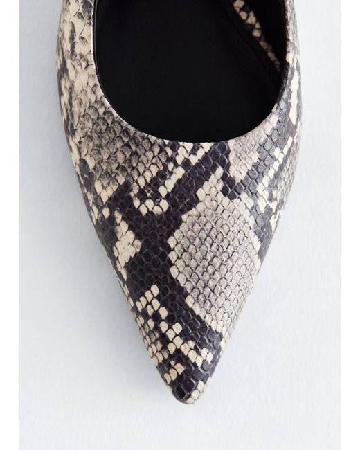 & Other Stories White Leather Wedge Slingback Pumps