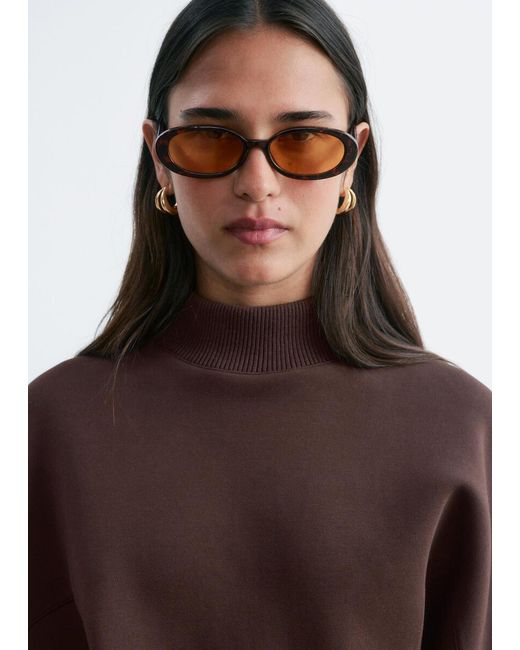 & Other Stories Red Mock Neck Scuba Sweatshirt