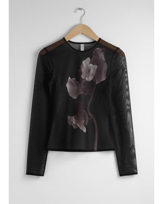 & Other Stories Black Transparentes Mesh-Oberteil
