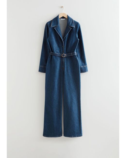 & Other Stories Flared Denim Jumpsuit in Blue Lyst