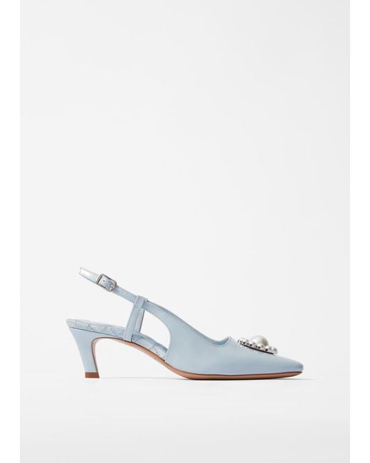 & Other Stories White Glossed-Leather Slingback Pumps