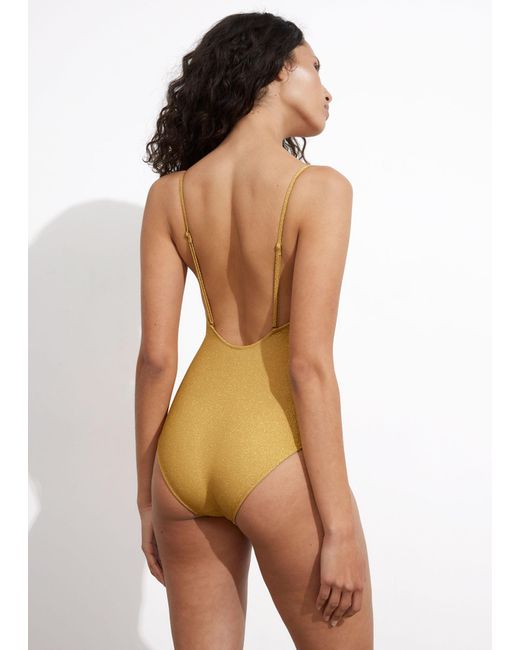 & Other Stories Metallic Strappy Glitter Swimsuit