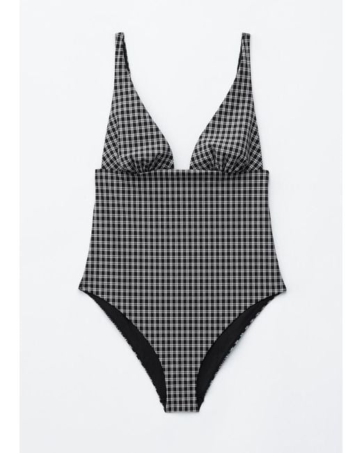 & Other Stories Black V-Neck Swimsuit