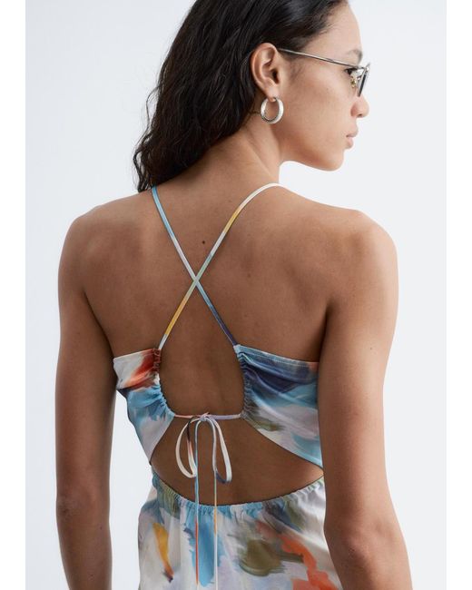 & Other Stories White Satin Slip Midi Dress