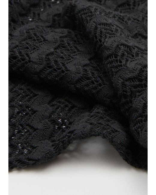 & Other Stories Black Open Tie-back Pointelle Knit Dress